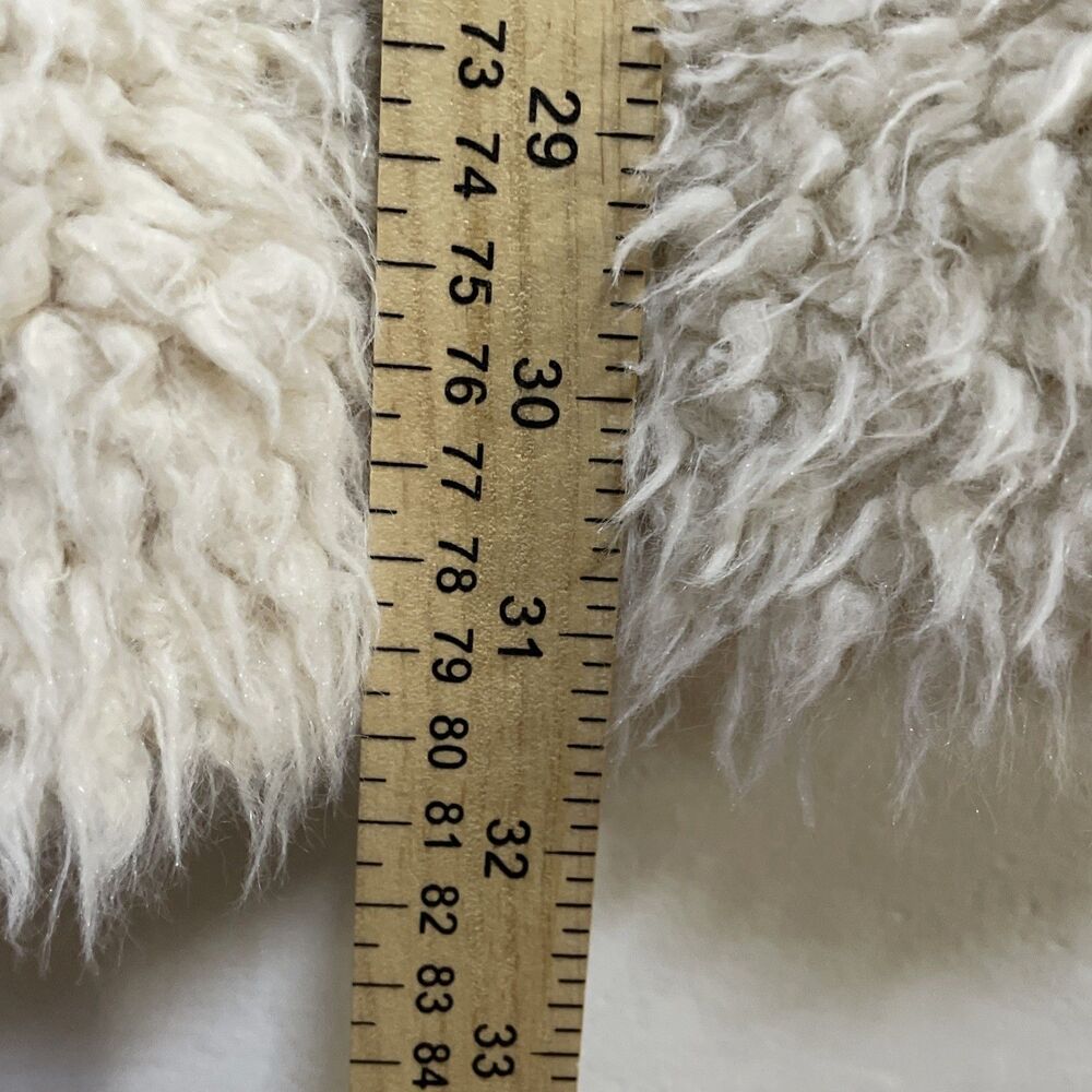 Zara Basic Outerwear Cream Fluffy/Shaggy Faux Fur Long Jacket/Coat Size Small - Picture 10 of 11
